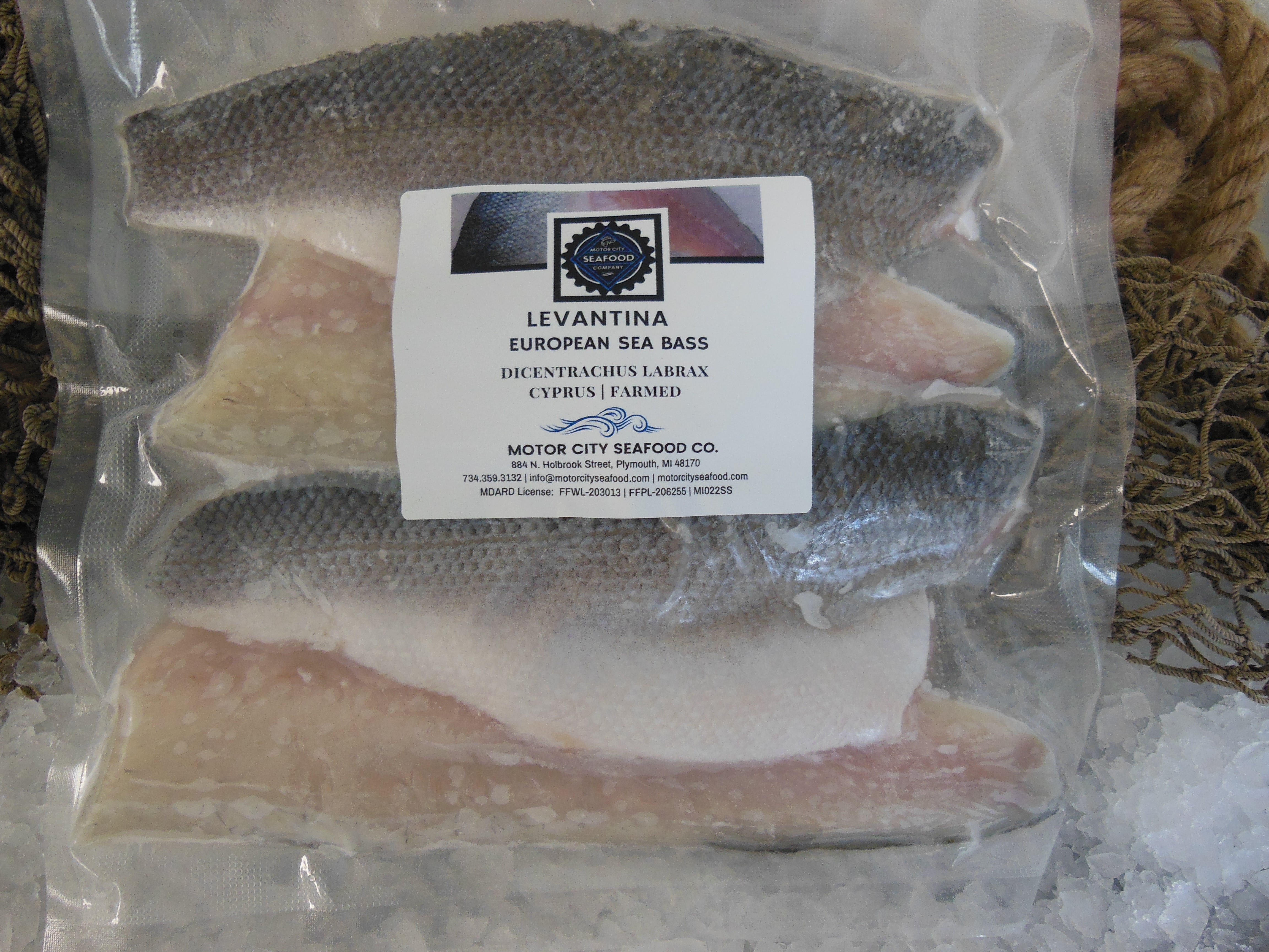 Levantina European Sea Bass (Branzino) - Quick-Frozen 4 x Fillets
